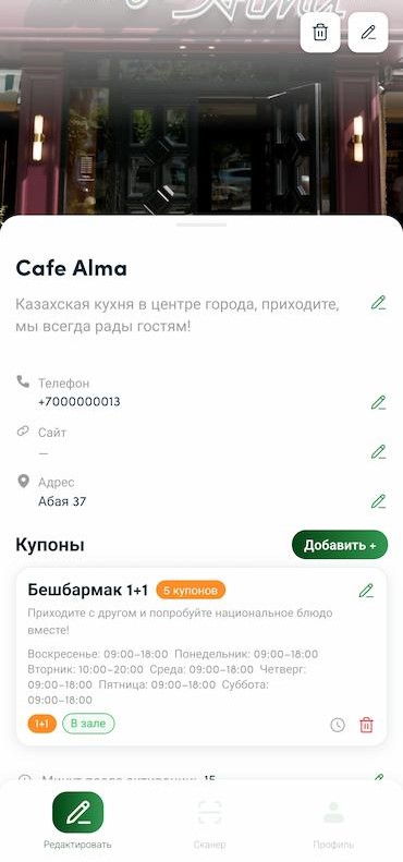 Редактор витрины заведения